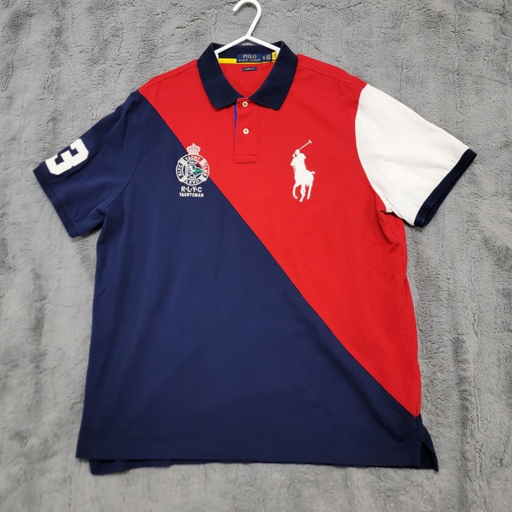 Polo Ralph Lauren Polo Shirt Mens XL Multicolor Yacht Club Colorblock Big Pony 3
